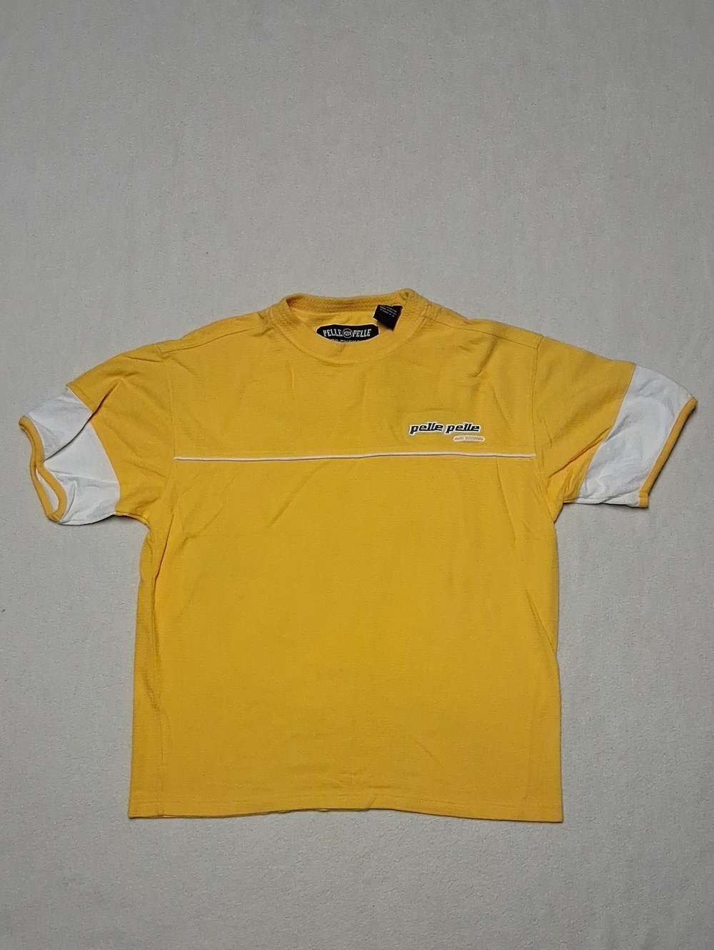 4/20$ Pelle Pelle Yellow Short-Sleeve Tee with White Sleeve Panels